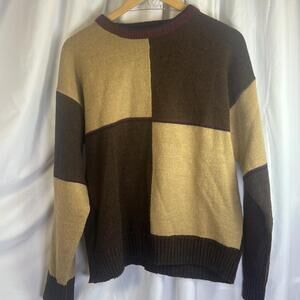 Vintage Le Tigre Acrylic/Wool Brown Tones Men's Large Cosby Biggie Sweater VGUC